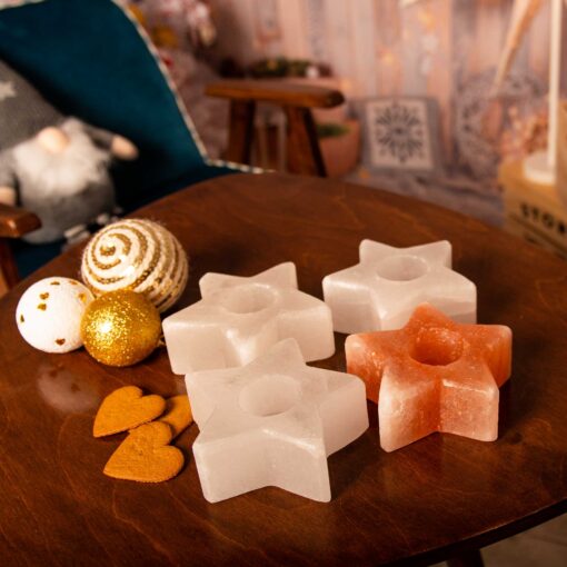 Csillag sómécses szett, 3 db fehér és 1 db rózsaszín