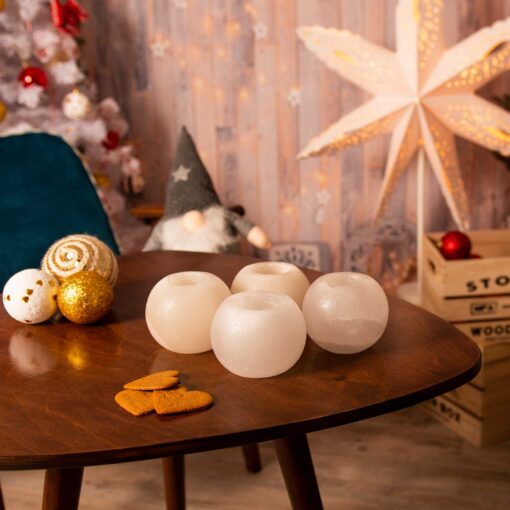 Gömb sómécses szett, 4db fehér