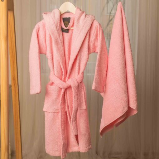 Frottír gyermekköntös – Púderrózsaszín