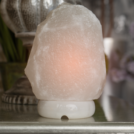 Fehér csiszolatlan sólámpa onyx talppal 4-5 kg