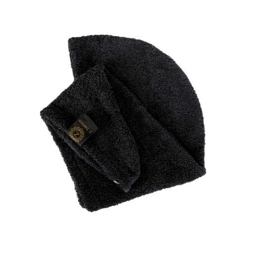 Fekete frottír hajszárító turbán