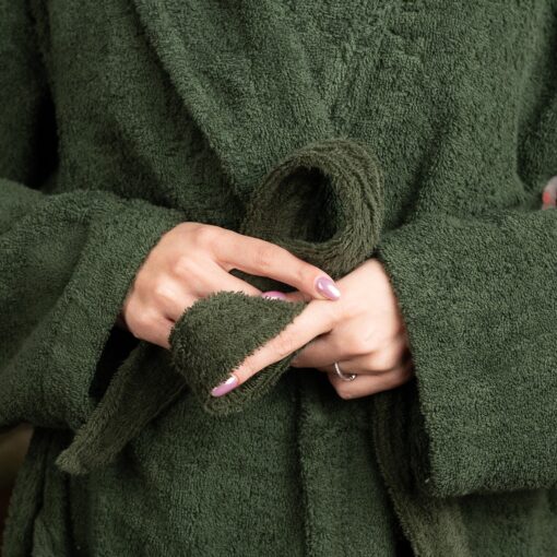 Olajzöld frottír köntös